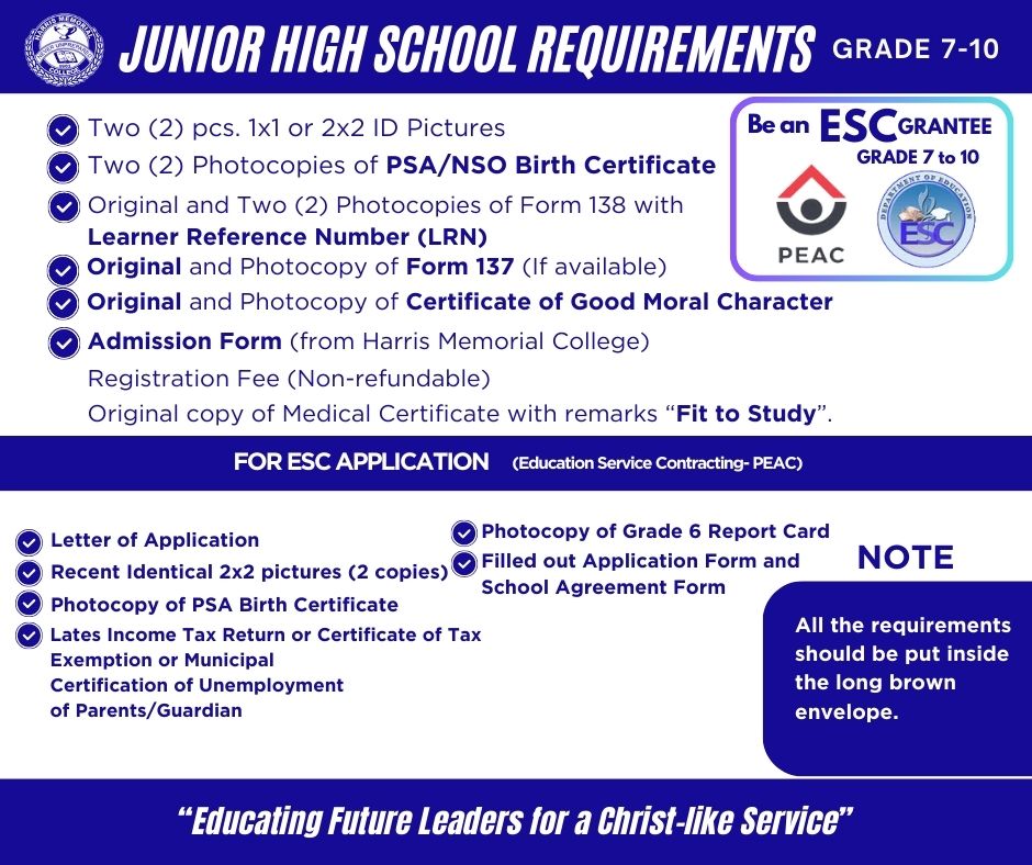 Junior High Requirements