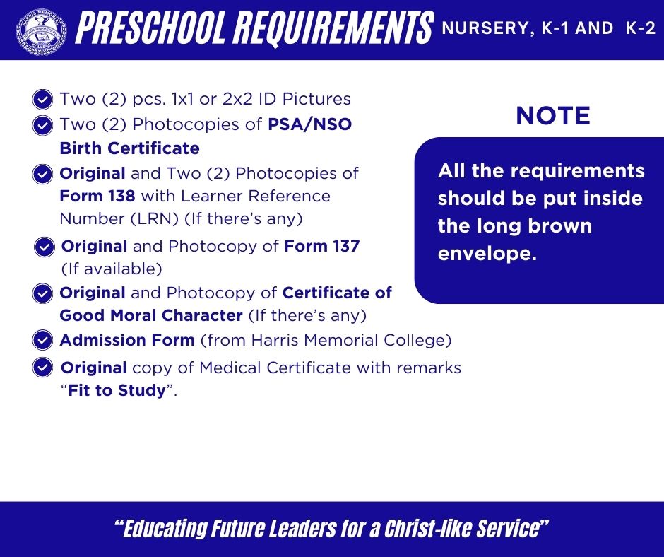 Preschool Requirements